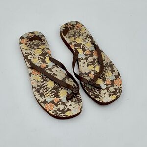 Floral Brown Flip Flops